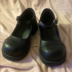 Demonia Crux-07 Black Mary Jane Shoes with Buckle Gothic Platforms